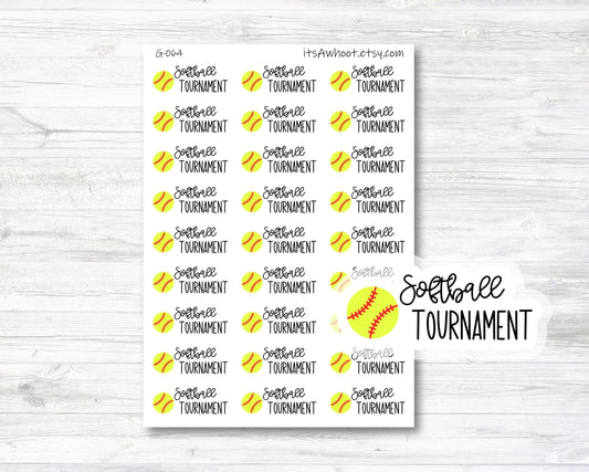 Softball Tournament Planner Stickers, Script Softball Stickers (G064)