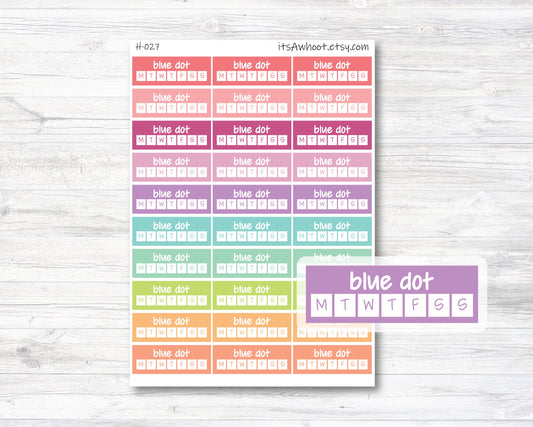 Blue Dot Habit Tracker Sidebar Planner Stickers - Set of 30 (H027)