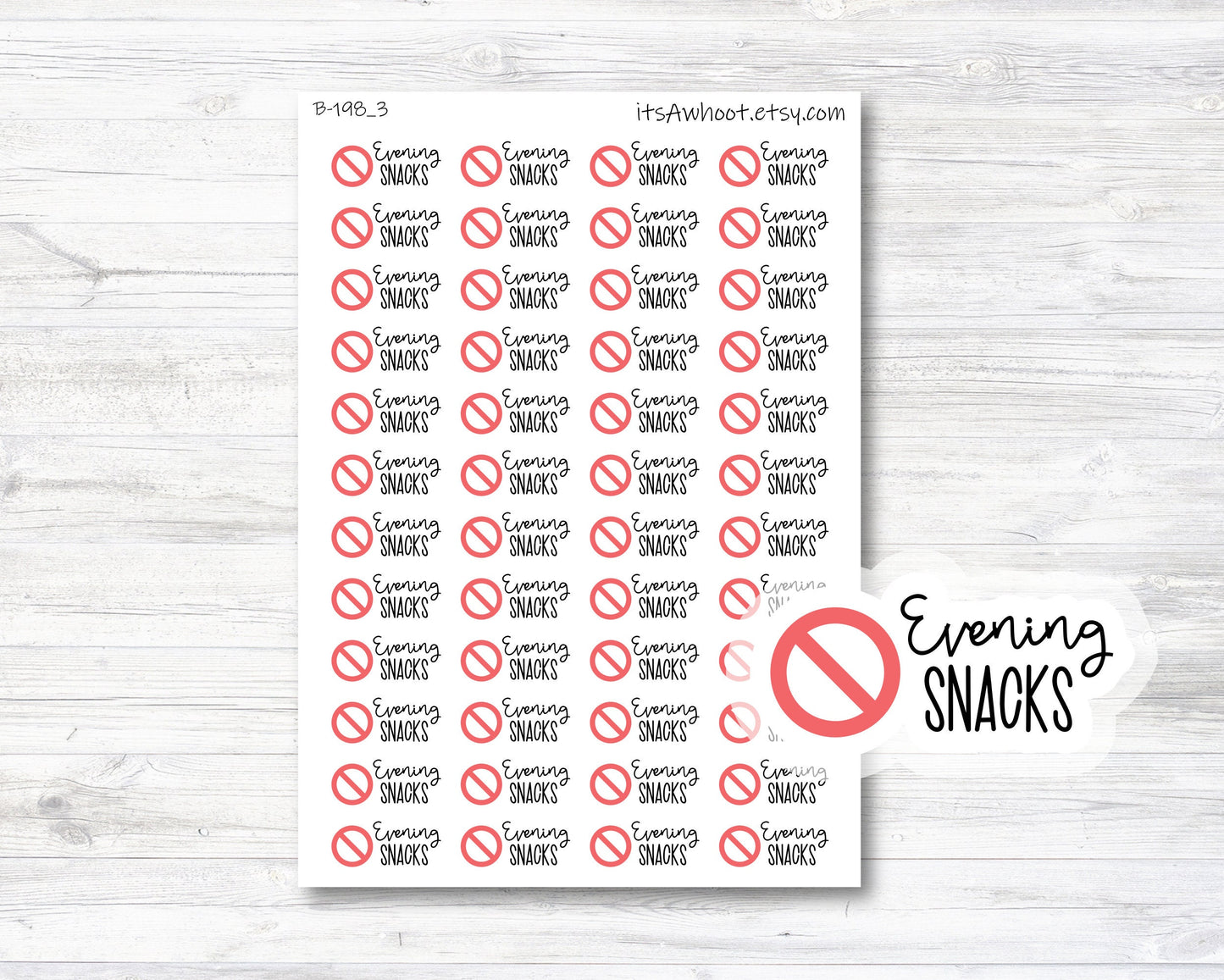 No Evening Snacks Planner Stickers, No PM Snacks Stickers (B198_3)