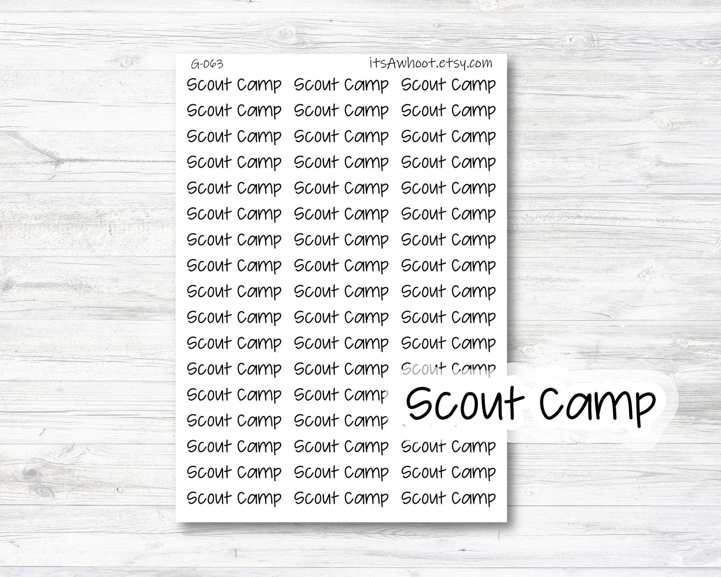 Scout Camp Script Planner Stickers (G063)