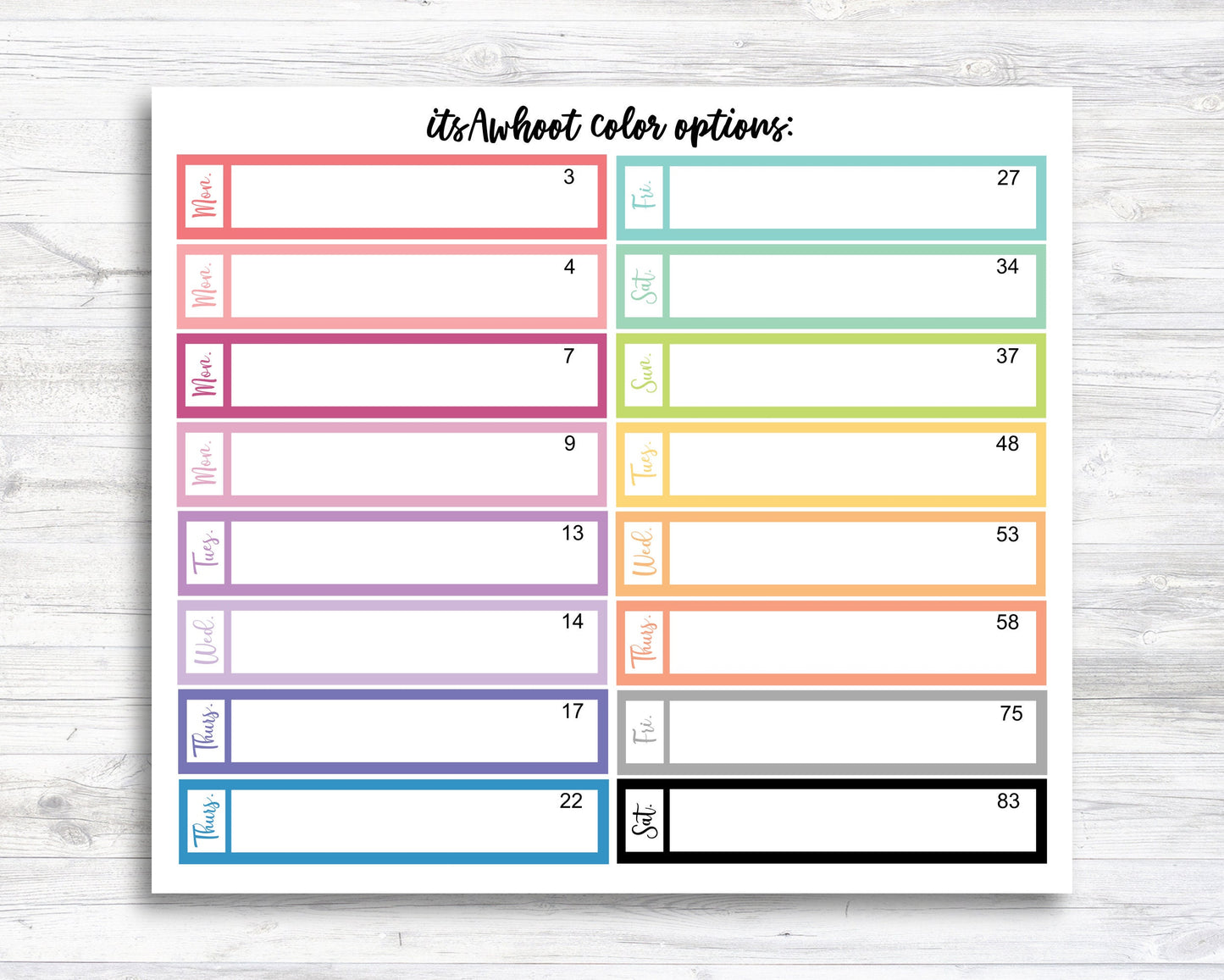 Day Label Kit, Weight Loss Planner Stickers (K003)