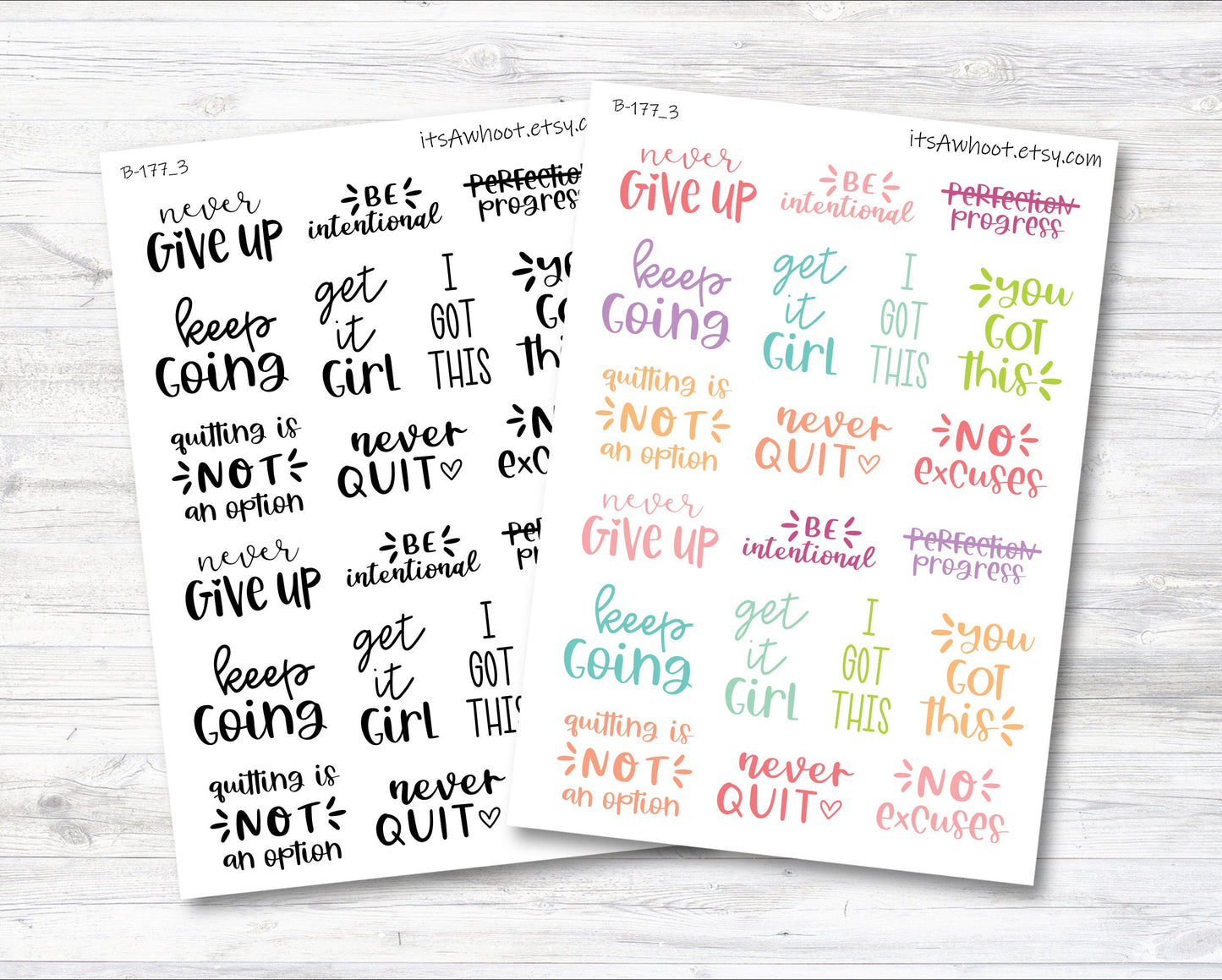 Wellness Motivation/Inspiration Script Stickers (B177_3)