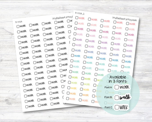 Walk with Checkbox Script Stickers, Walk Planner Stickers (B115)