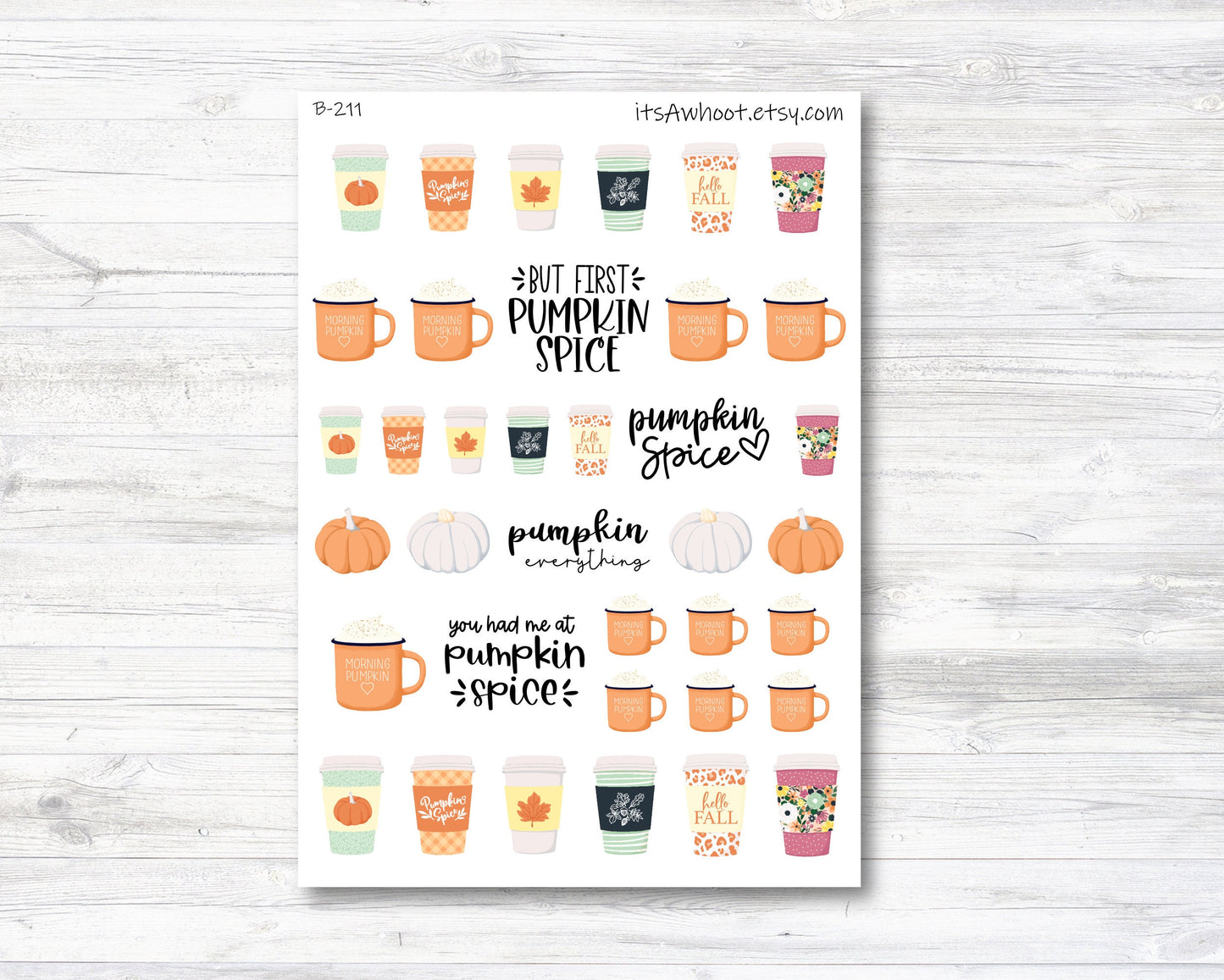 Pumpkin Spice Stickers, Pumpkin Spice Latte Planner Stickers (B211)