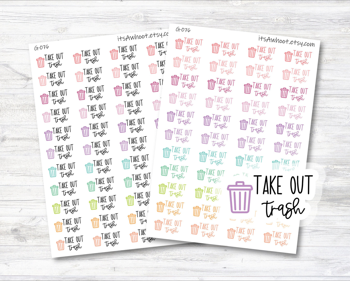 Take Out Trash Stickers, Trash Day Reminder Sticker, Take Out Trash Script Planner Sticker (G076)