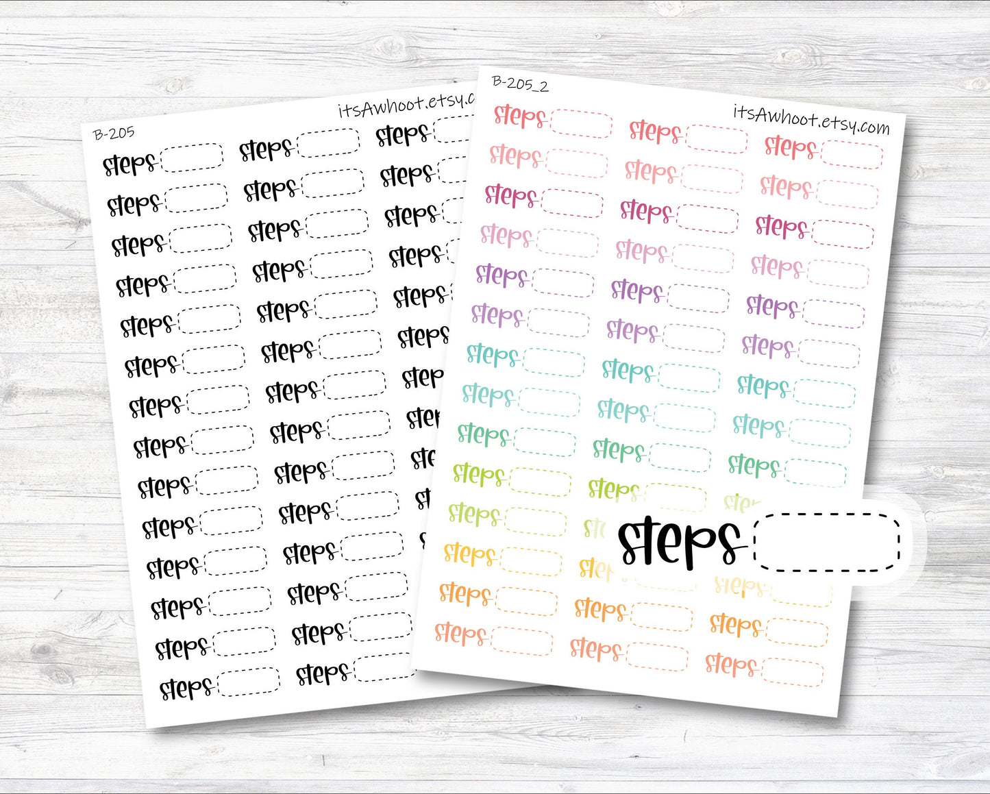 Steps Stickers, Steps Script Planner Stickers, Step Tracking Stickers (B205)