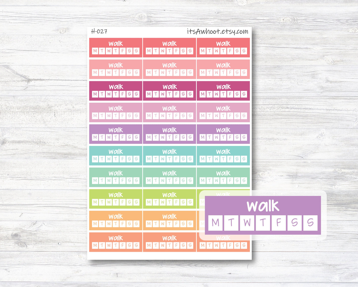 Walk Habit Tracker Sidebar Planner Stickers - Set of 30 (H027)