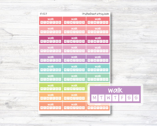 Walk Habit Tracker Sidebar Planner Stickers - Set of 30 (H027)