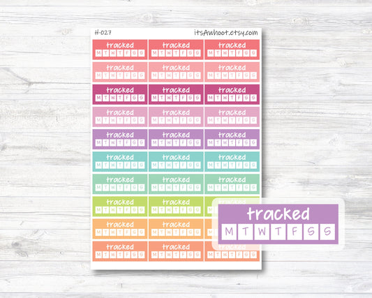 Tracked Habit Tracker Sidebar Planner Stickers - Set of 30 (H027)