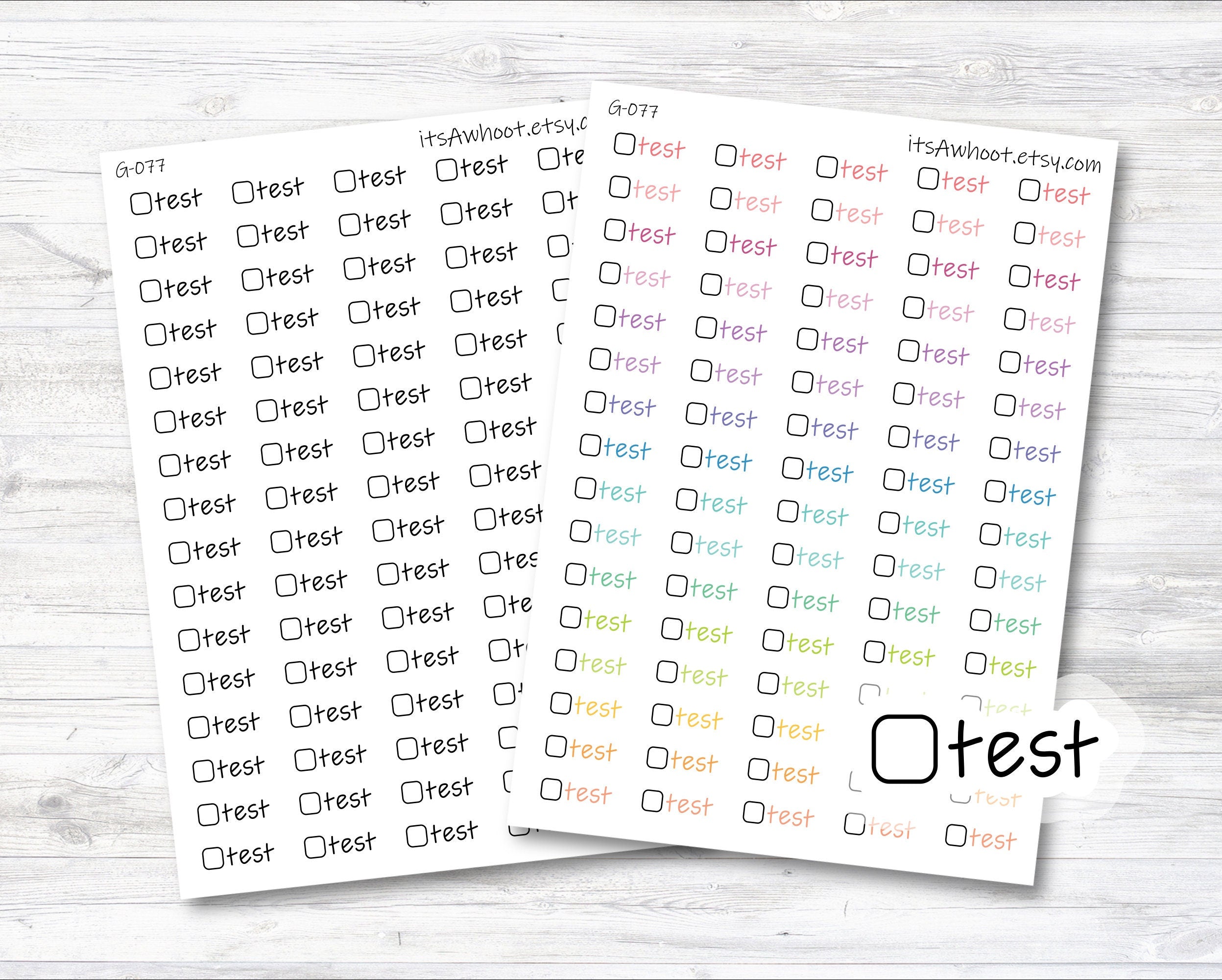 Test Script Stickers with Checkbox Planner Stickers, Test Stickers (G0 ...