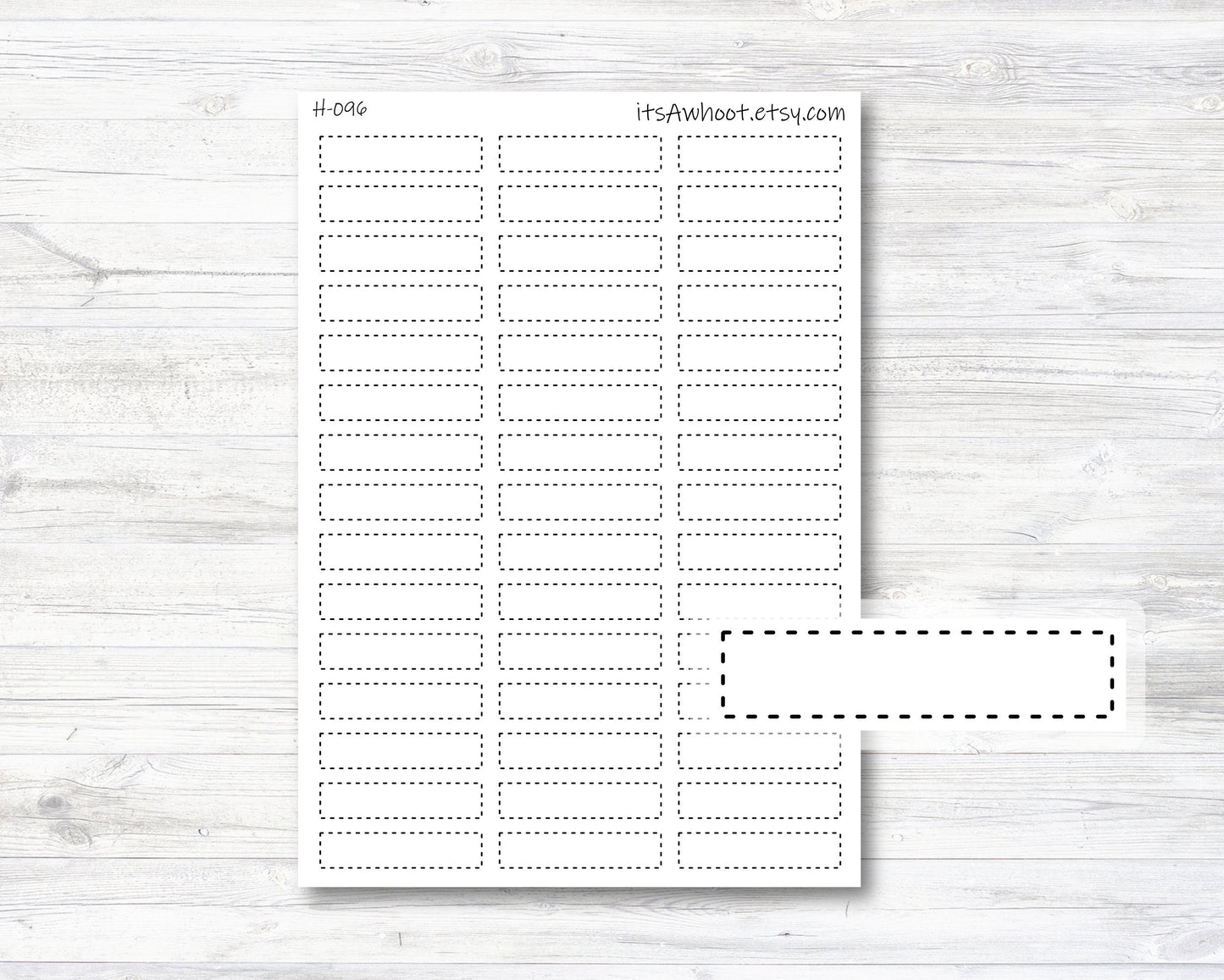 Small Blank Dash Box Label - .4", Box Label Planner Sticker - DASH (H096)