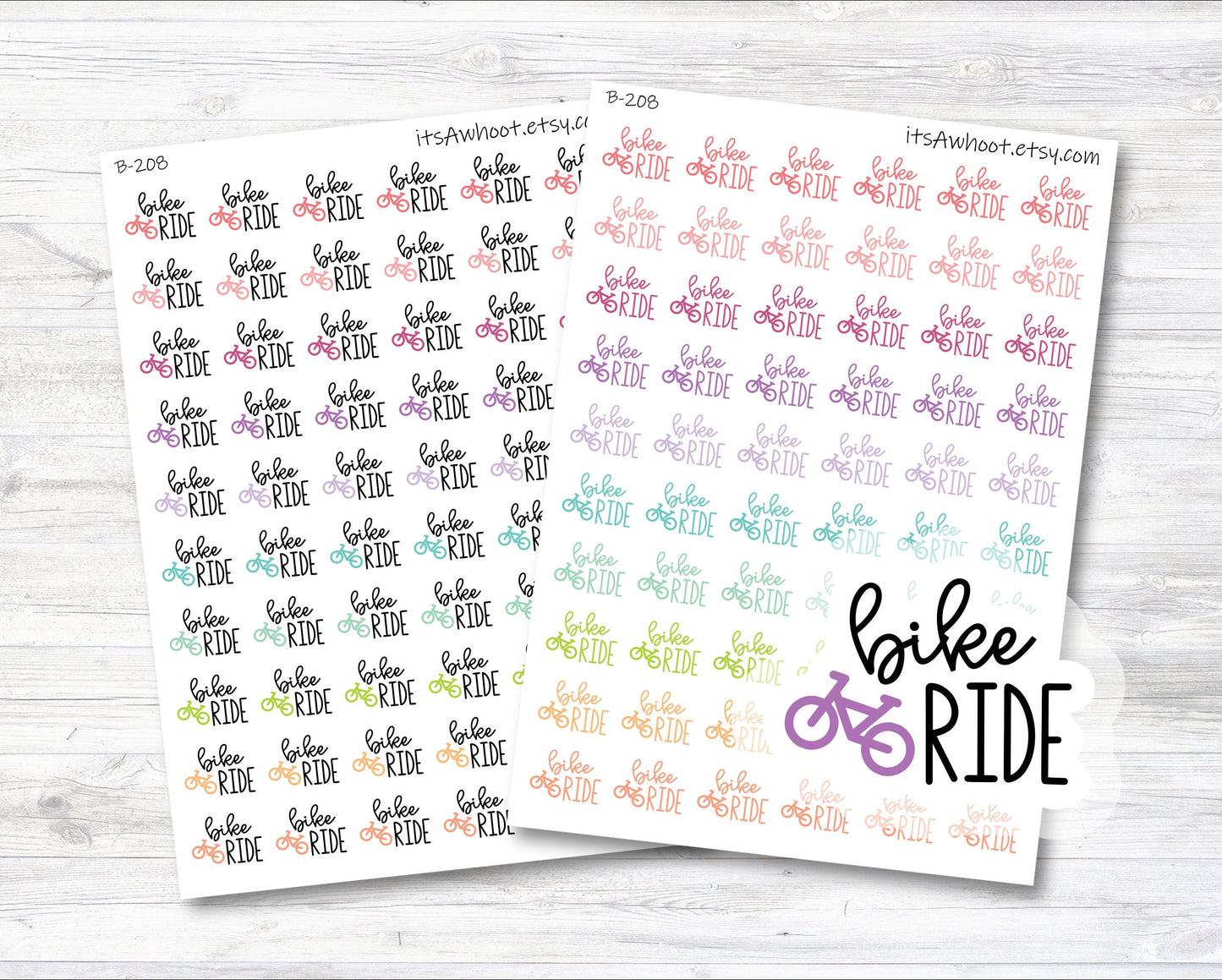 Bike Ride Script Planner Stickers, Bike Ride Stickers (B208)