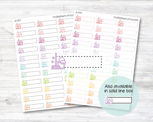 Cleaning Quarter Box Label Planner Stickers - Dash or Solid, Clean House Stickers, House Cleaner Stickers (G085)