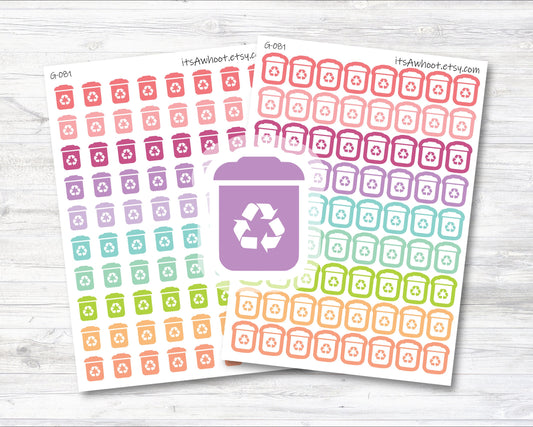 Recycle Bin Planner Stickers - Rainbow (G081)