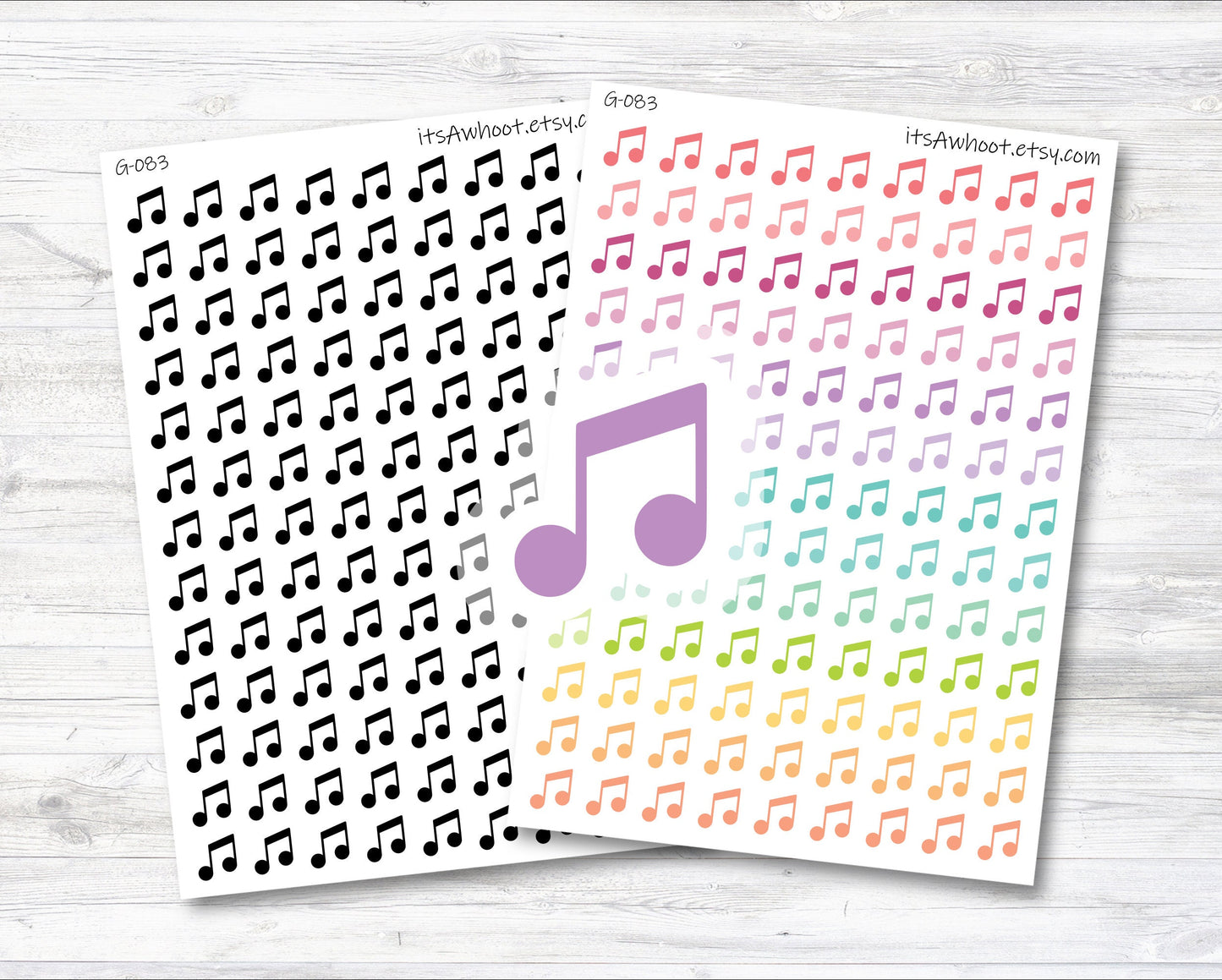 Music Planner Stickers - Rainbow, Music Note, Music Icon (G083)