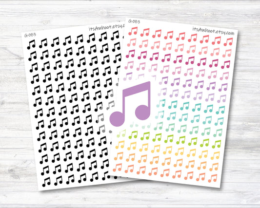 Music Planner Stickers - Rainbow, Music Note, Music Icon (G083)