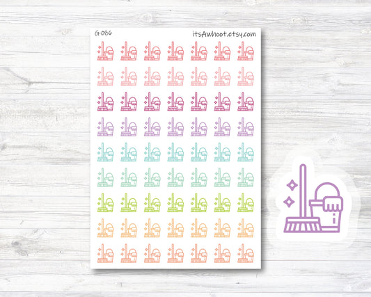 Cleaning Planner Stickers - Rainbow, Clean House Stickers (G086)