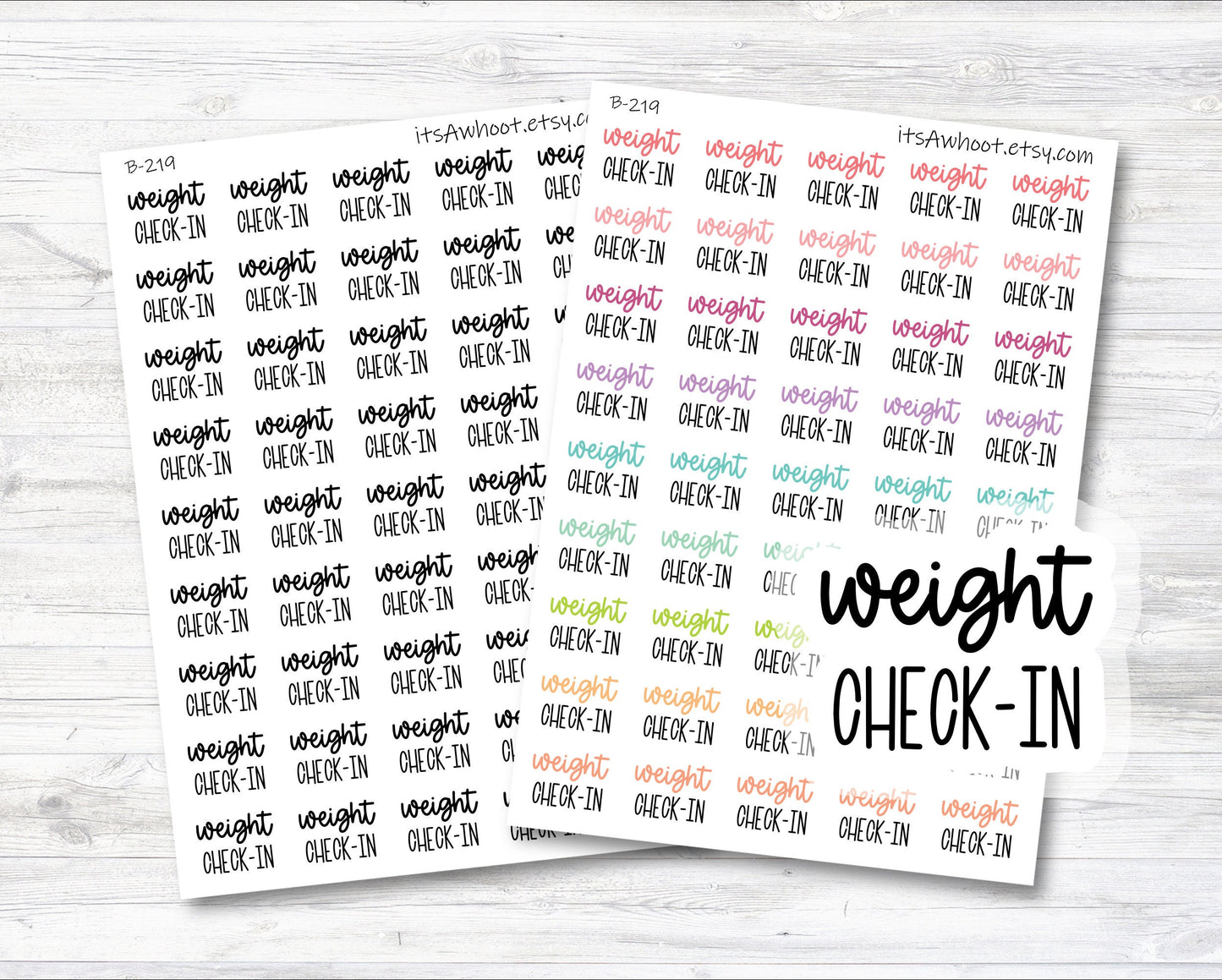 Weight Check-in Planner Sticker, Weight Check in Sticker (B219)