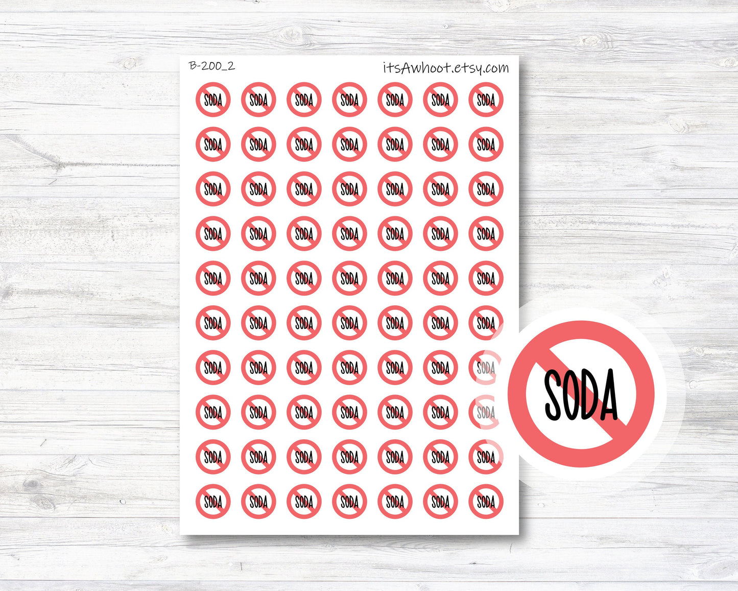 No Soda Planner Stickers, No Soda Sticker (B200_2)