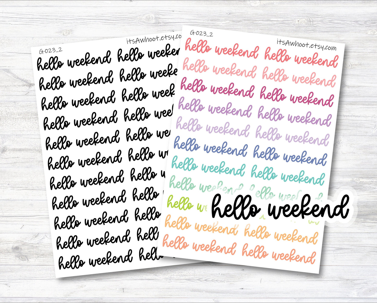 Hello Weekend Planner Stickers, Hello Weekend Script Sticker, Hello Weekend Sticker (G023_2)