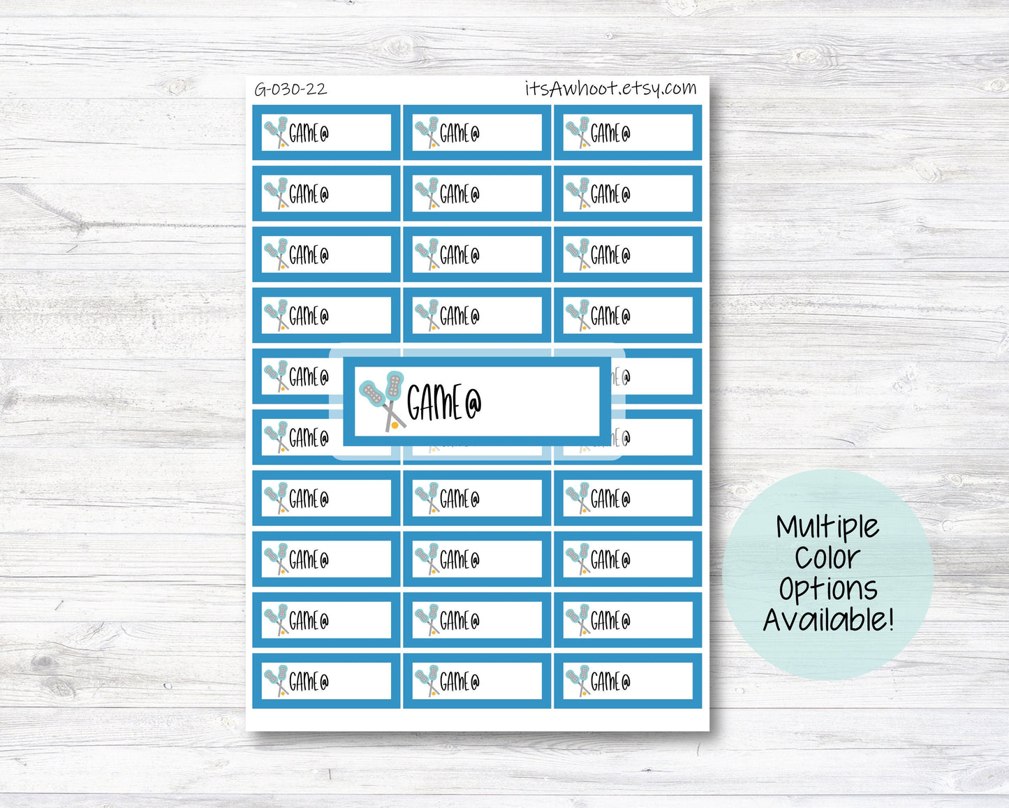 Lacrosse Game Planner Label Stickers - Multiple Color Options (G030)