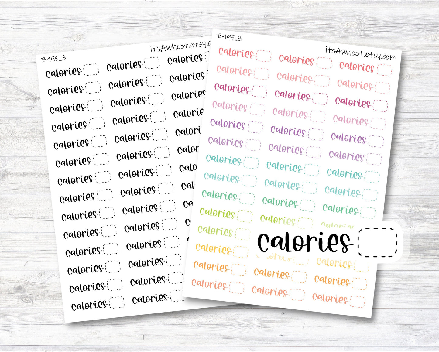 Calories Stickers, Calories Script Planner Stickers (B195_3)