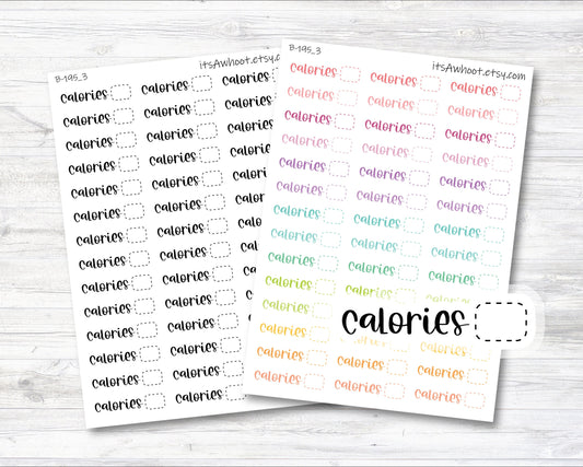 Calories Stickers, Calories Script Planner Stickers (B195_3)