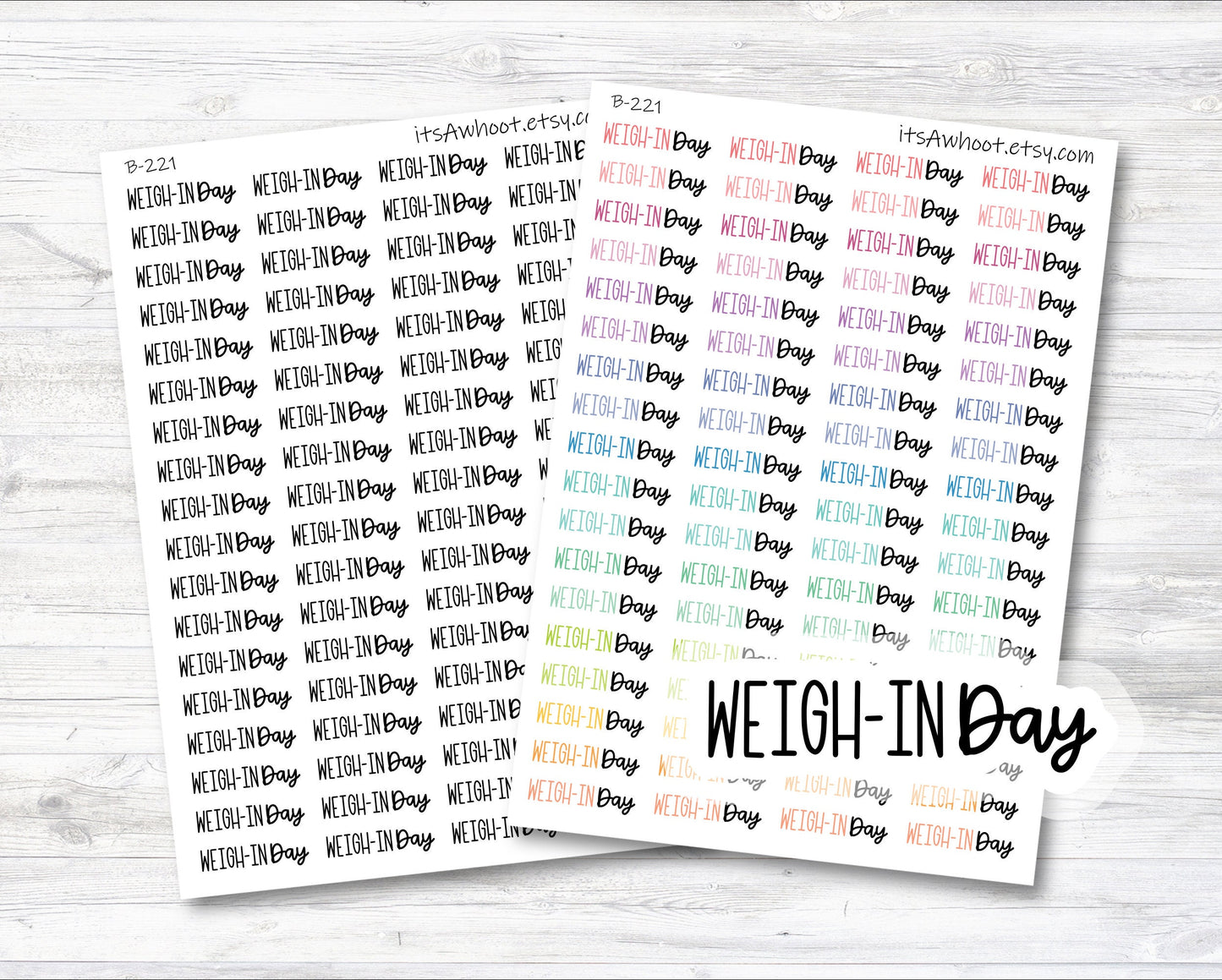 Weigh-in Day Stickers, Weigh in Day Script Stickers, Weigh-in Day Planner Stickers (B221)