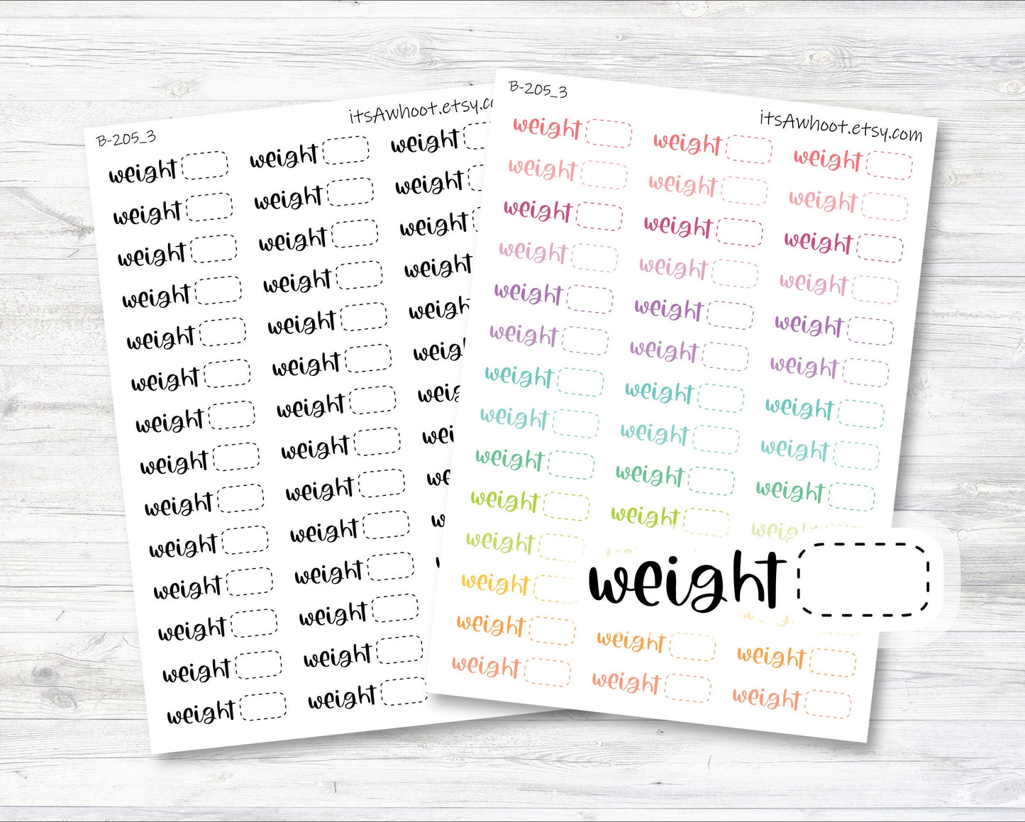 Weight Stickers, Weight Script Planner Stickers, Weight Tracking Stickers (B205_3)