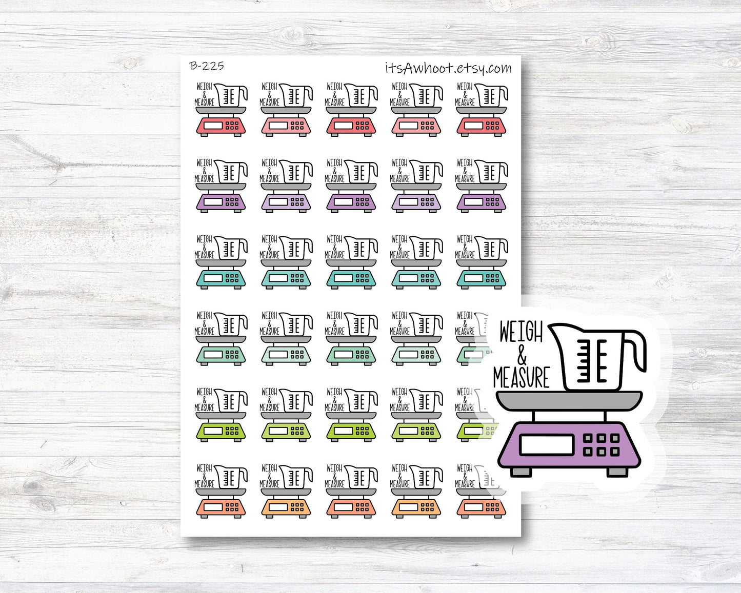 Weigh and Measure Planner Stickers (B225)