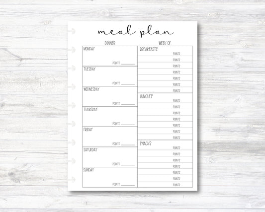 Weekly Meal Plan with Points Happy Planner Insert - Classic Size (M016)