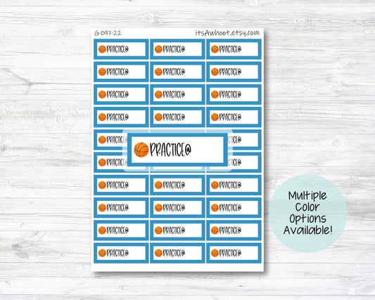 Basketball Practice Planner Label Stickers - Multiple Color Options (G097)