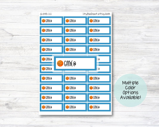 Basketball Game Planner Label Stickers - Multiple Color Options (G098)