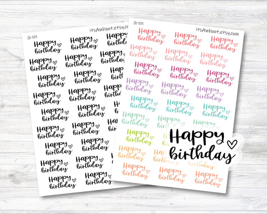 Happy Birthday Planner Stickers, Birthday Stickers (G101)