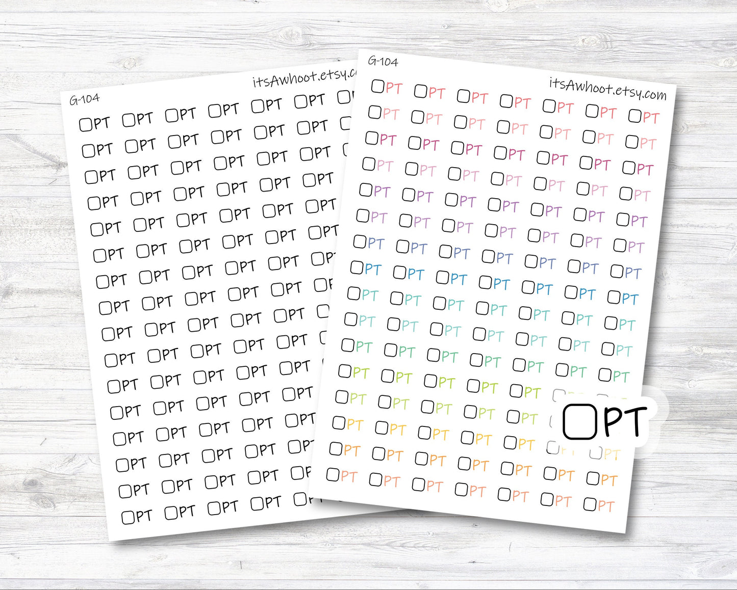 Physical Therapy Stickers with Checkbox, PT Planner Stickers, Physical Therapy Script Stickers (G104)