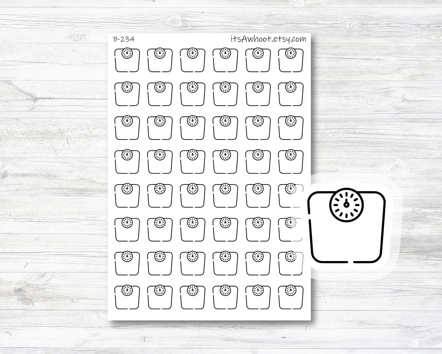 Weight Scale Planner Stickers - Black & White, Scale Planner Stickers (B234)