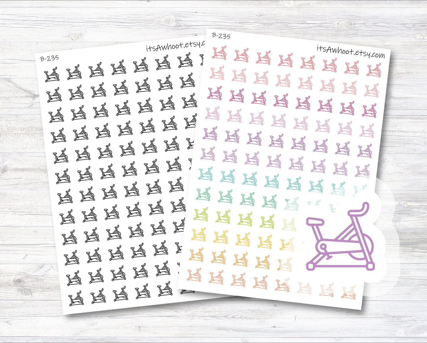 Spin Bike Planner Stickers, Cycling Bike Icon Sticker (B235)