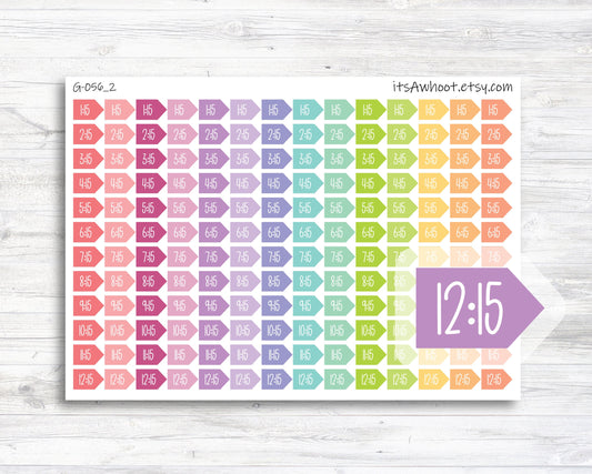 Appointment Time Arrow Planner Sticker - 15 Minute Intervals (G056_2)