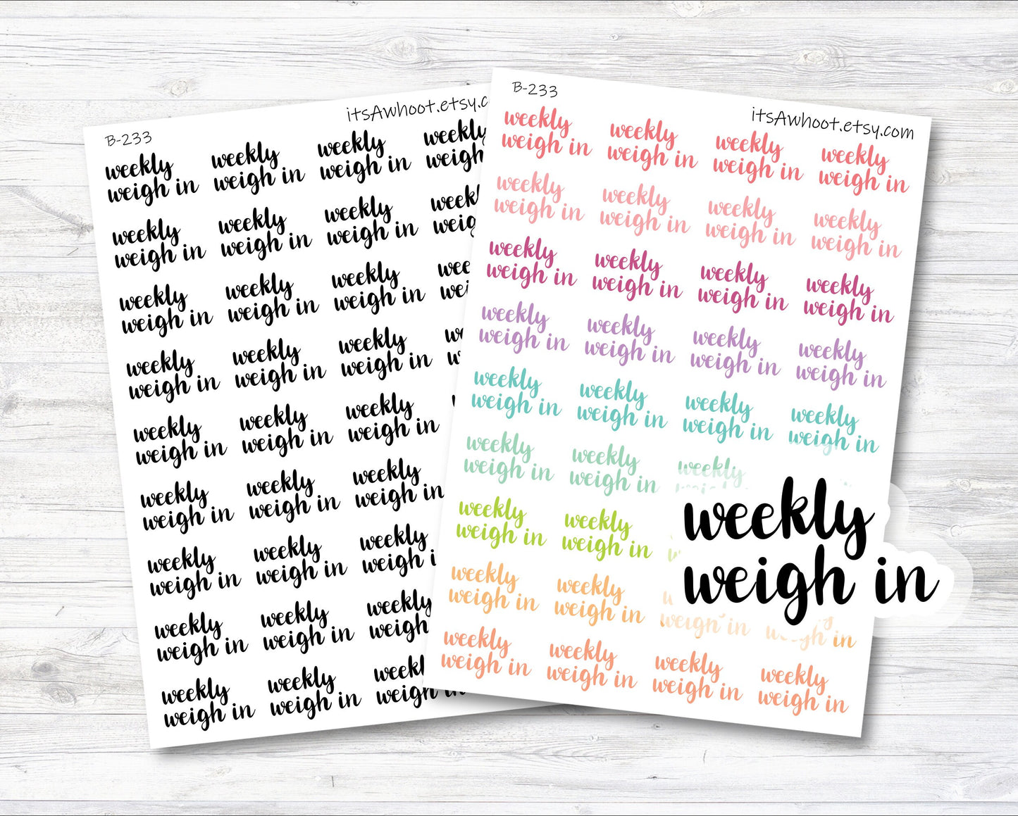 Weekly Weigh-in Planner Sticker, Weekly Weigh in Sticker, Weekly Weigh in Script Sticker (B233)