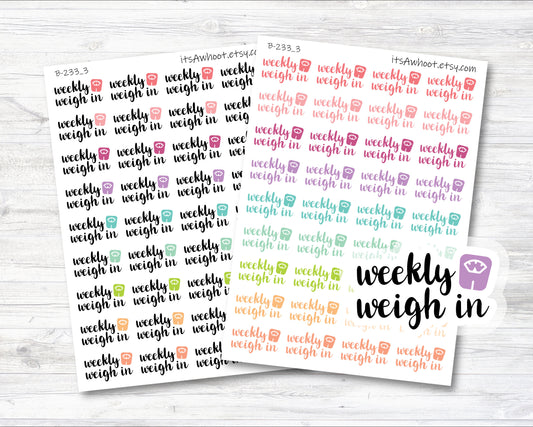 Weekly Weigh-in Planner Sticker, Weekly Weigh in with Scale Sticker, Weekly Weigh in Script Sticker (B233_3)