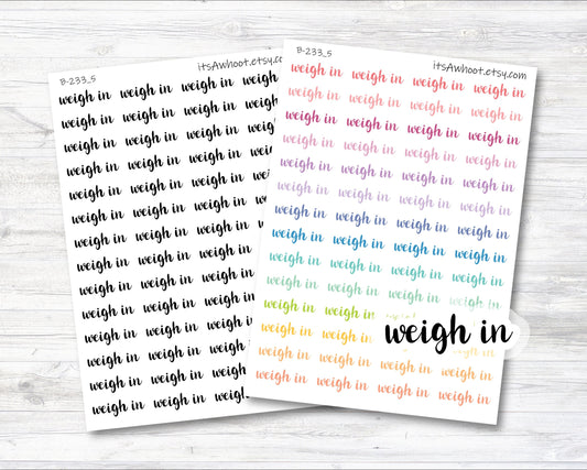 Weigh-in Planner Sticker, Weigh in Sticker, Weigh in Script Sticker (B233_5)