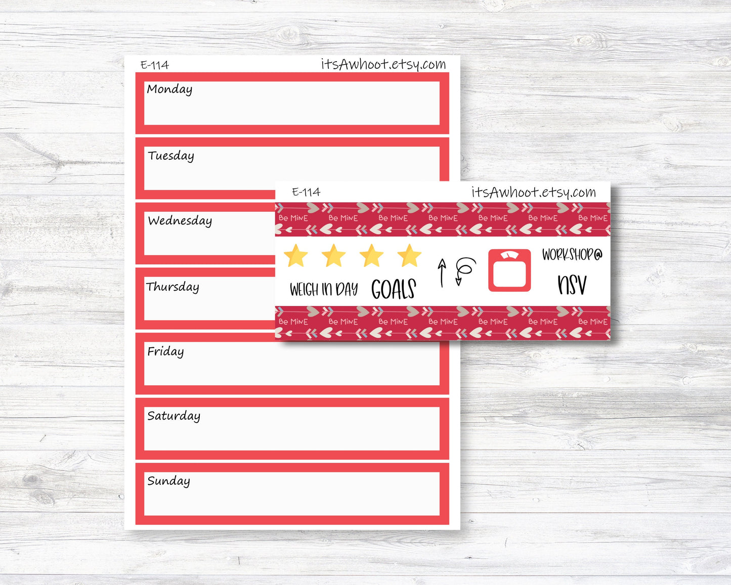 February Kit, Valentine's Day, Weight Loss Planner Stickers (B236-February2)