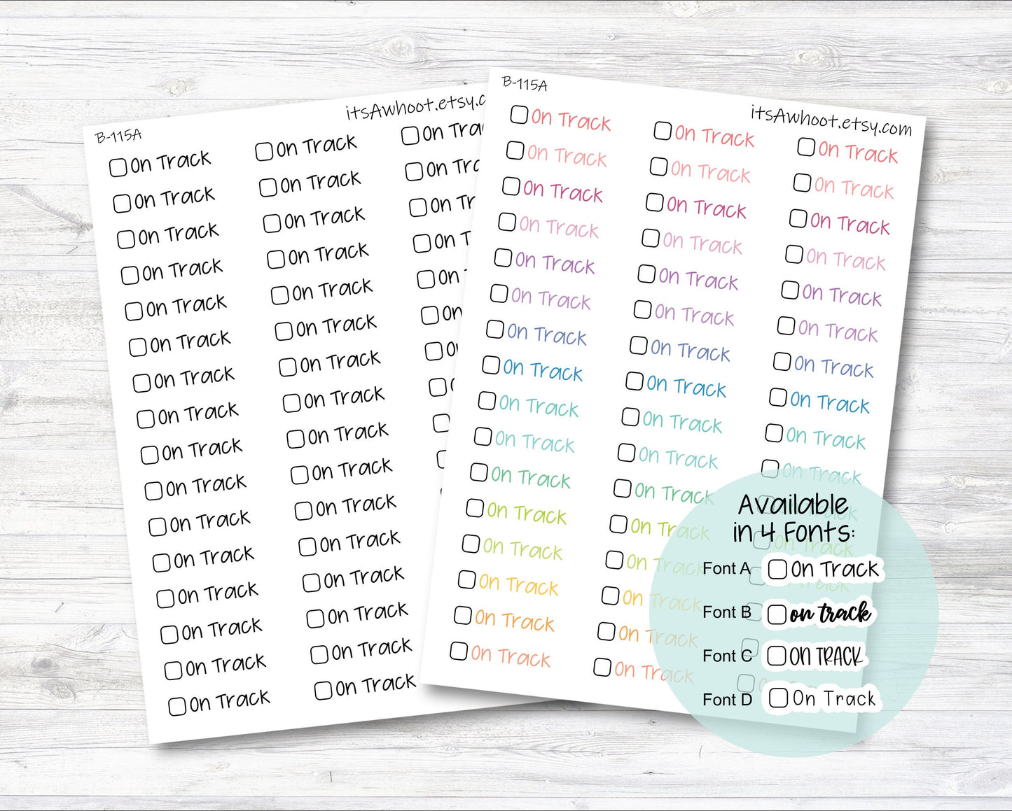 On Track with Checkbox Script Stickers, On Track Planner Stickers (B115)