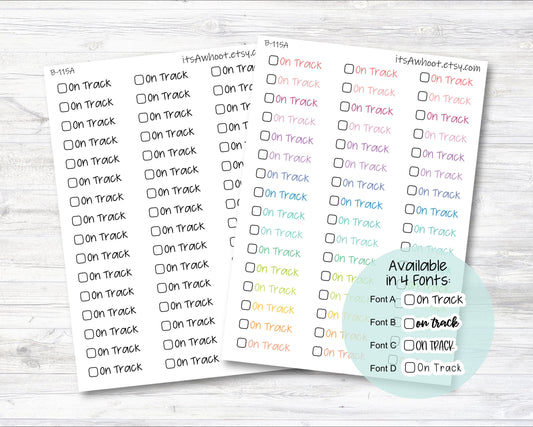 On Track with Checkbox Script Stickers, On Track Planner Stickers (B115)