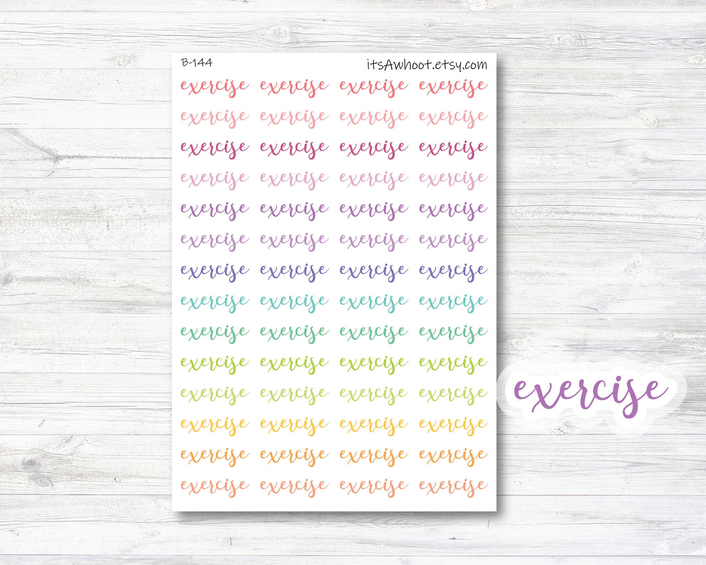 Exercise Script Stickers, Exercise Planner Sticker (B144)