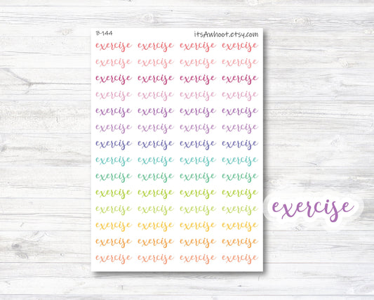 Exercise Script Stickers, Exercise Planner Sticker (B144)