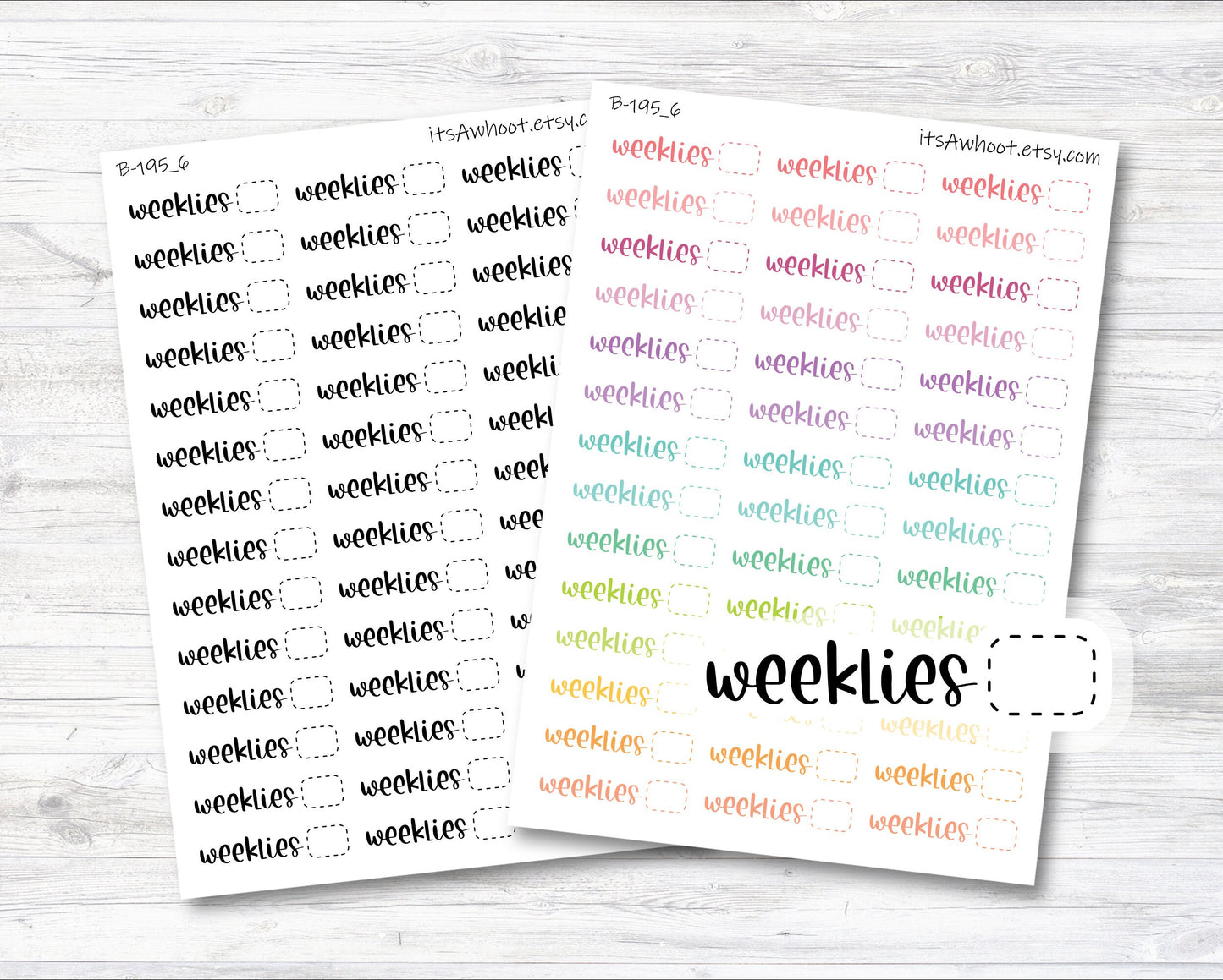 Weeklies Stickers, Weeklies Script Planner Stickers, Weekly Points Stickers (B195_6)