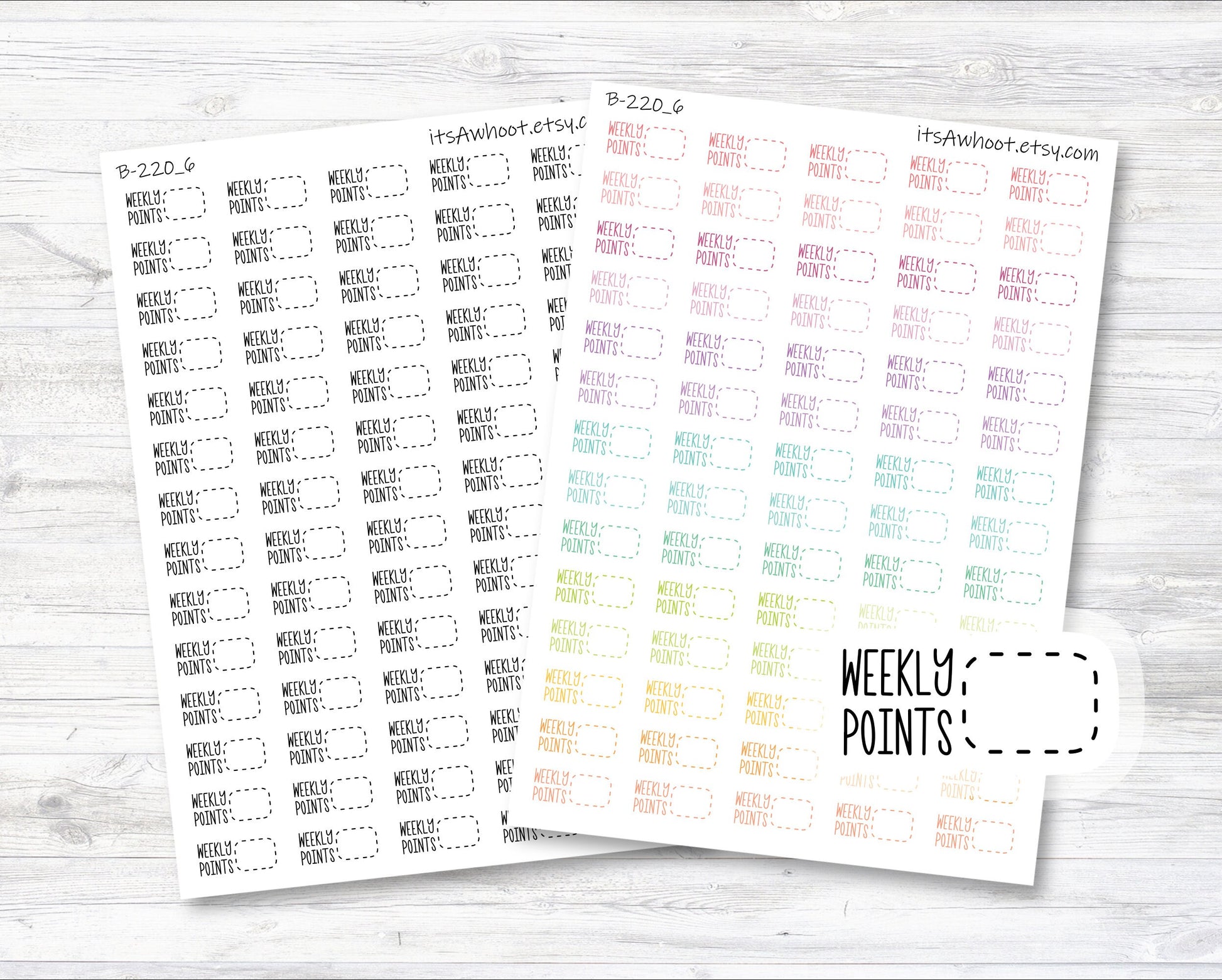 Weekly Points Stickers, Points Stickers, Weekly Points Planner Stickers (B220_6)