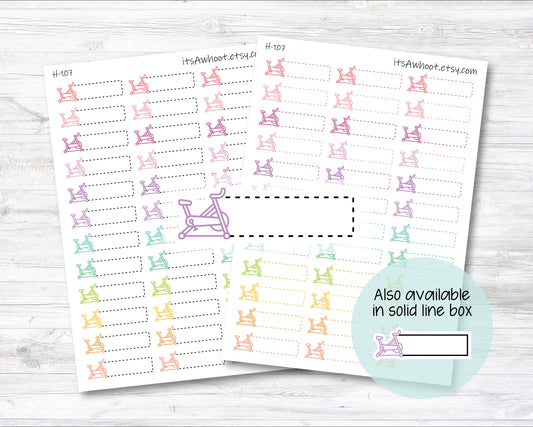 Spin / Cycle Quarter Box Label Planner Stickers - Dash or Solid (H107)