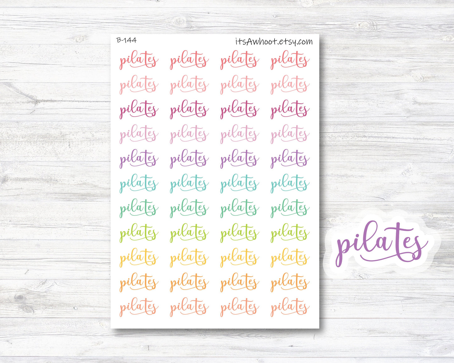 Pilates Script Stickers, Pilates Planner Sticker (B144)